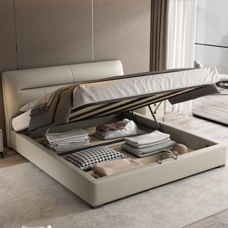 Italian Modern Minimalist Double Bed High Comfort Fabric Upholstered Bed Solid Pine Frame Large Bedroom Bed for Master Room view 4
