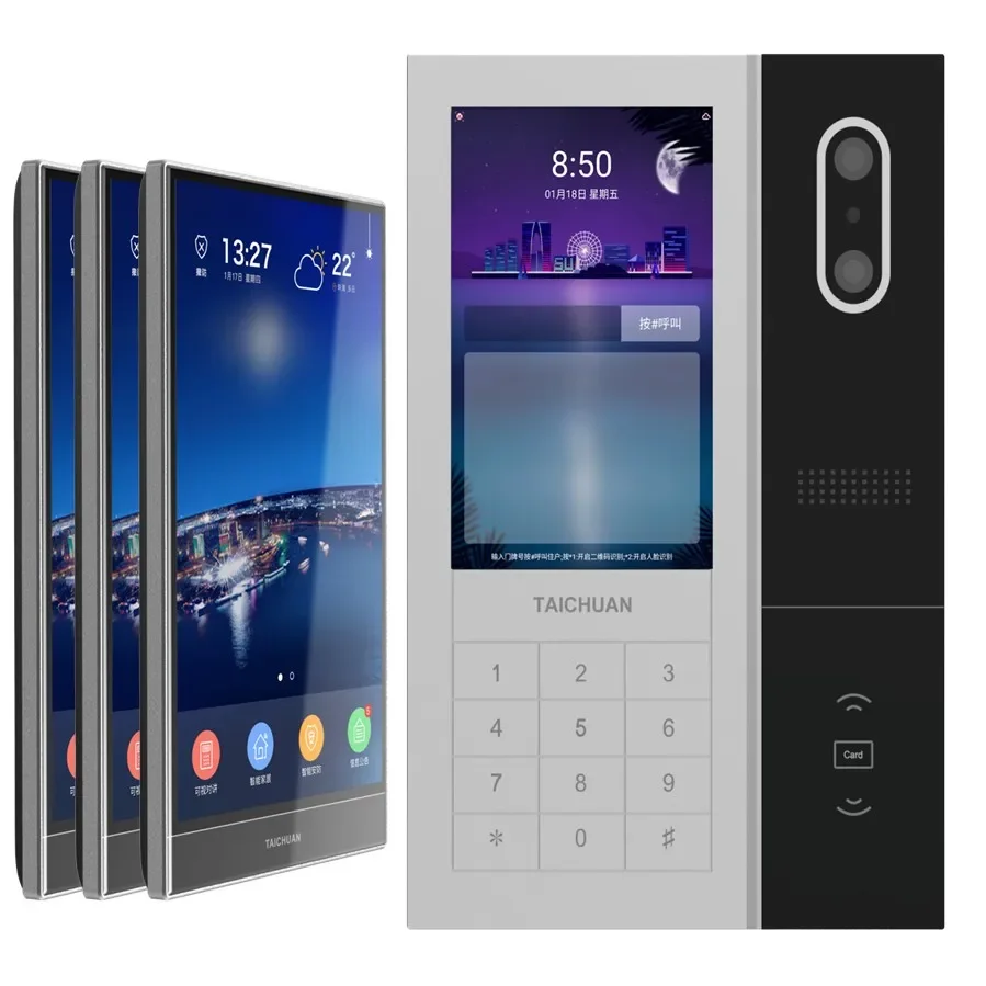 Face Recognition Video Door Phone TuYa Touch Screen Smart Home Automation Phone Cloud Intercom ODM OEM IP Video Intercom System