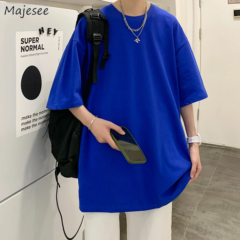 T-shirts Men Summer O-neck Pure Color All-match Ins Handsome Basic Simply Streetwear Teens Classical Baggy Dynamic Ulzzang Cozy