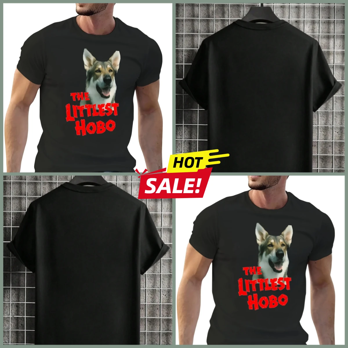 

Men's Vintage Anime "The Littlest Hobo" Dog Graphic T-Shirt - Oversized 180GSM Cotton Tee with Bold Red Text,