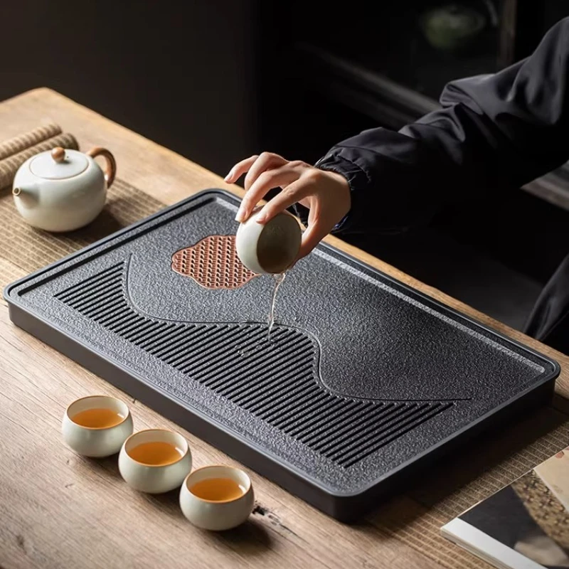 office Marble Tea Tray Indoor Chinese Ceramic Supplies Tea Tray Rectangular Natural Stone Large bandeja madera Rectangular Tray