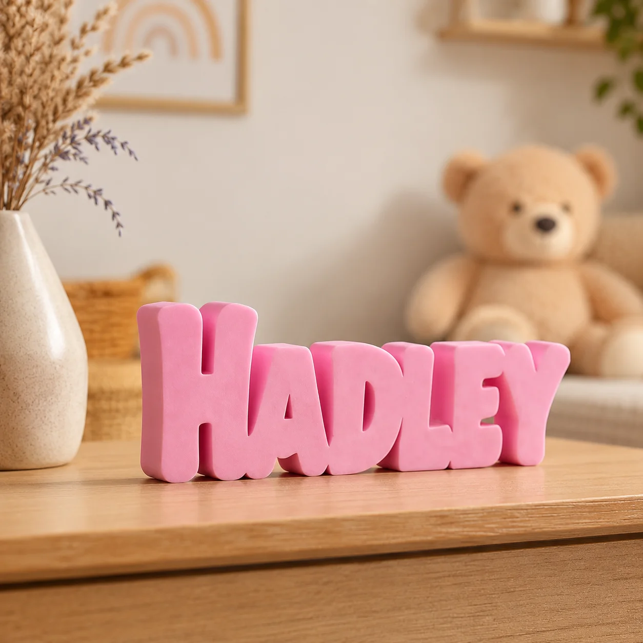 1pc Custom cartoon style PVC Wooden Name Plaque, Bedroom Room Table Decor,Ornament for Nursery Baptism Wedding Anniversary Gift