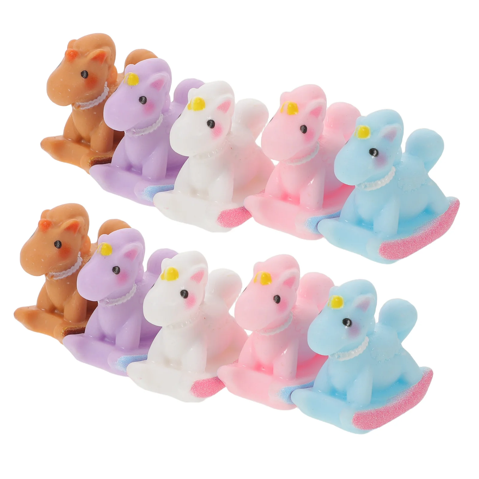 10 قطعة معكرون اللون صغير هزاز الحصان التماثيل الراتنج الحرفية اكسسوارات DIY بها بنفسك كعكة القبعات العالية شجرة عيد الميلاد الحلي دمية