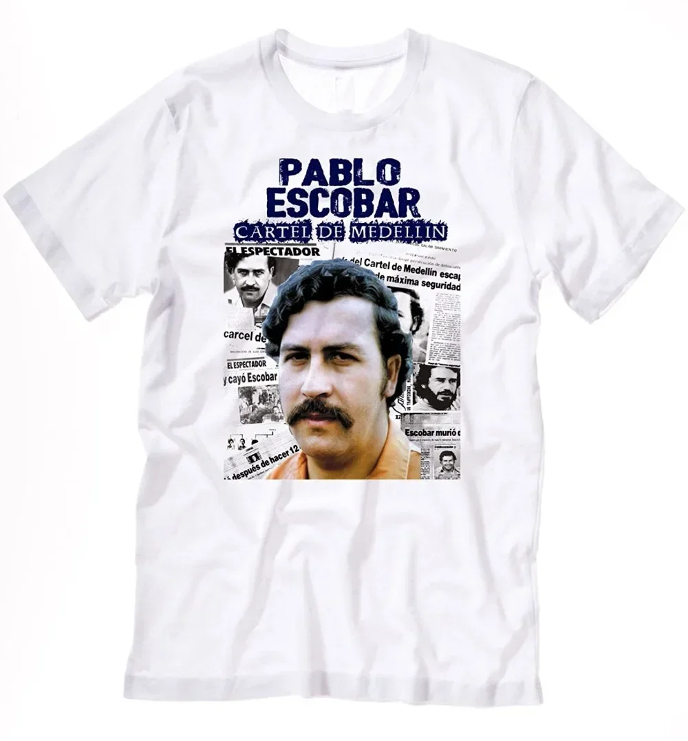 New Summer Men T-shirt Pablo Escobar King Of  T-shirt Medellin Cartel Colombia Cotton Tee  Hip Hop Shirt Harajuku Streetwear