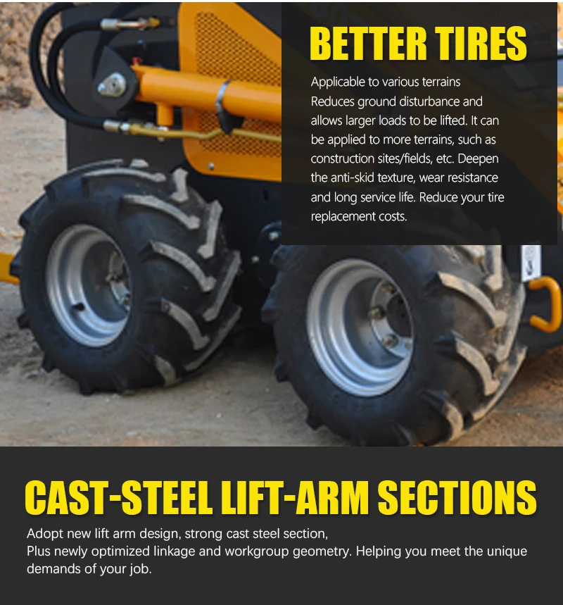 SHANDING Mini Skid Loader 4x4 Wheel Drive Diesel Mini Loaders with Attachment Engine Pump Core Components Manufactured in China