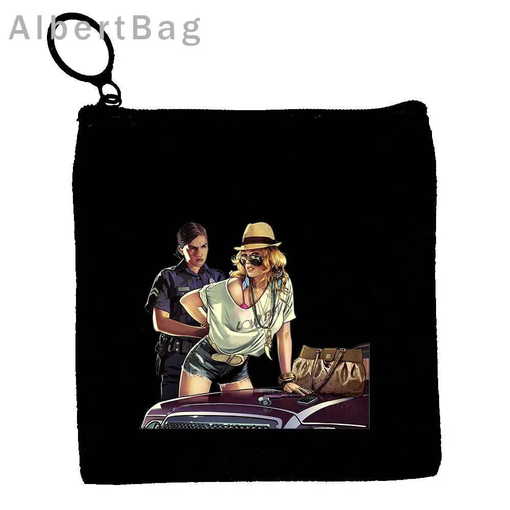 GTA V Gun Man Robbery GTA 5 Game Grand Theft Auto 5 Vice City Canvas Coin Purse Key Case Storage Card Bags Wallet Zipper Pouch