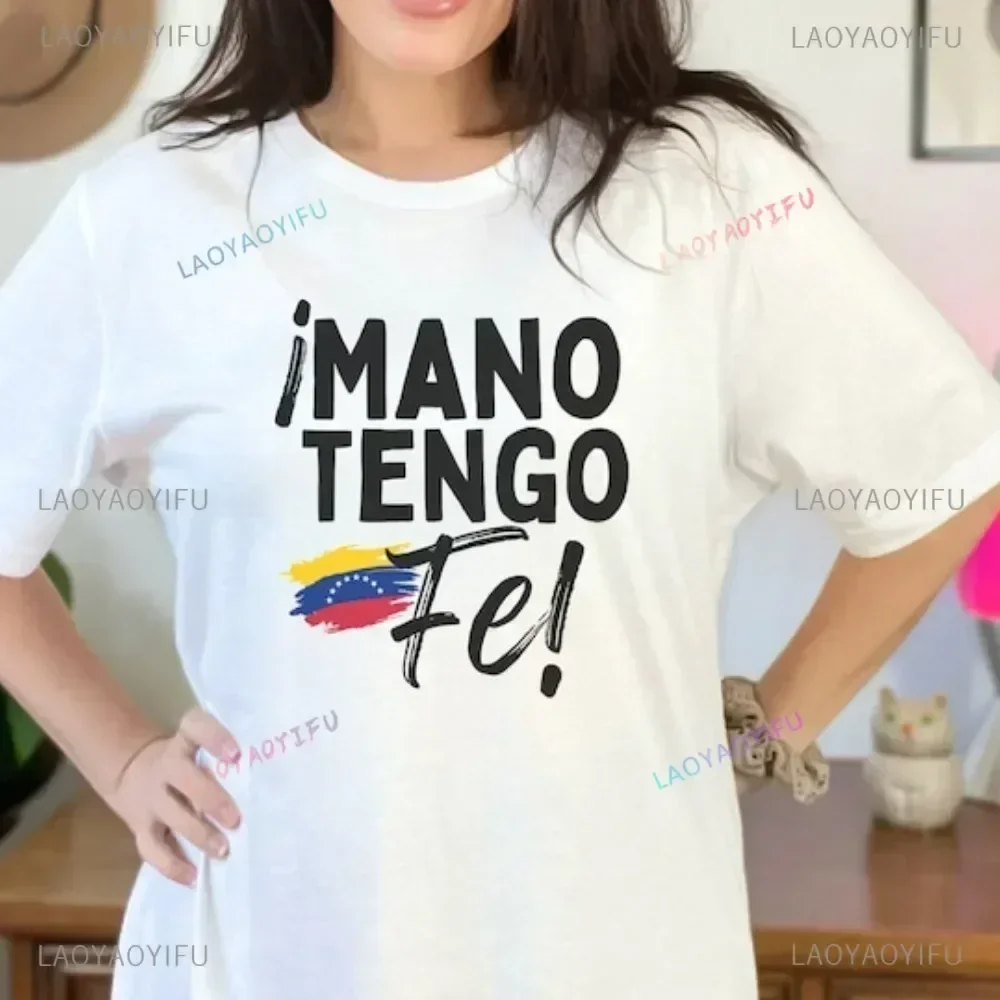 Mano Tengo Fe Venezuela Cotton TShirt Vinotinto Love Venezuela Tee Proud Venezuelan Men and Women Shirt Lover Venezuelan Gift