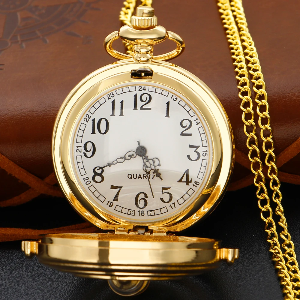 Golden Hourglass Star Men's and Women's Quartz Pocket Watch Vintage Fashion Necklace Pendant Student Festival Gift