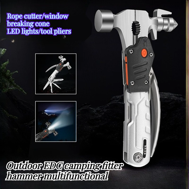 

Outdoor Camping Fitter Hammer Multifunctional Stainless Steel Woodworking Hammer Convenient Emergency EDC Survival Equipment