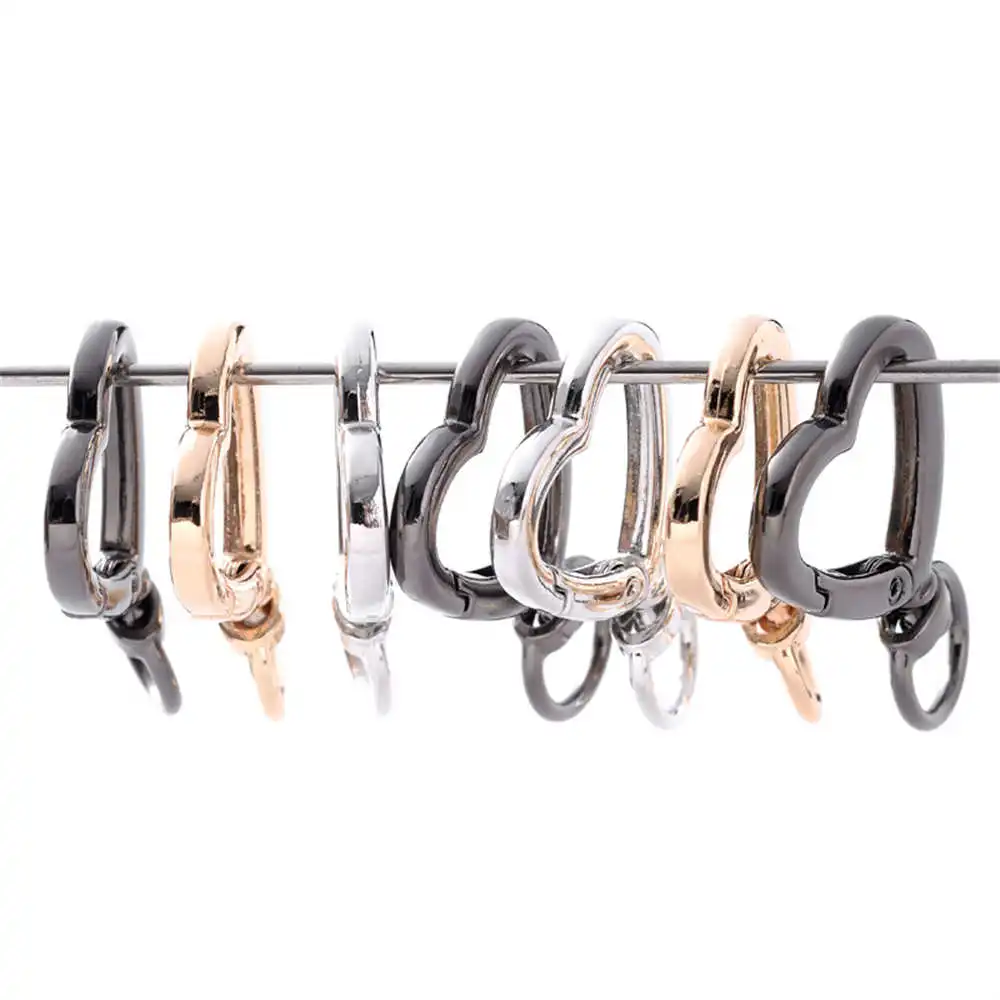 5Pcs Plated Heart Shape Rotation Lobster Alloy Spring Buckle Clasps Key Ring Holder Hook Carabiner for Jewelry Making Key Chains