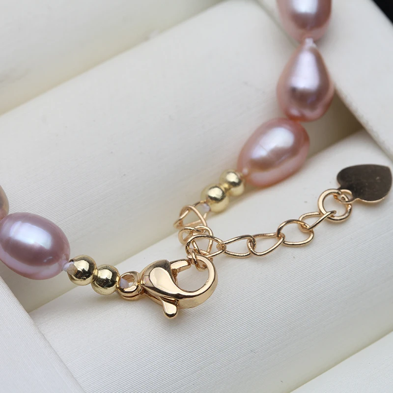 Vintage Natural Freshwater Pearl Bracelet Ladies,Cute Pearl Bracelets Manufacture Wife Mother Purple Multicolor