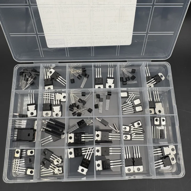 82Pcs 24Values Power Transistor Assortment Kit MOSFET Thyristor Voltage Regulator TO-126 TO-92 TO-220        Provide some more t