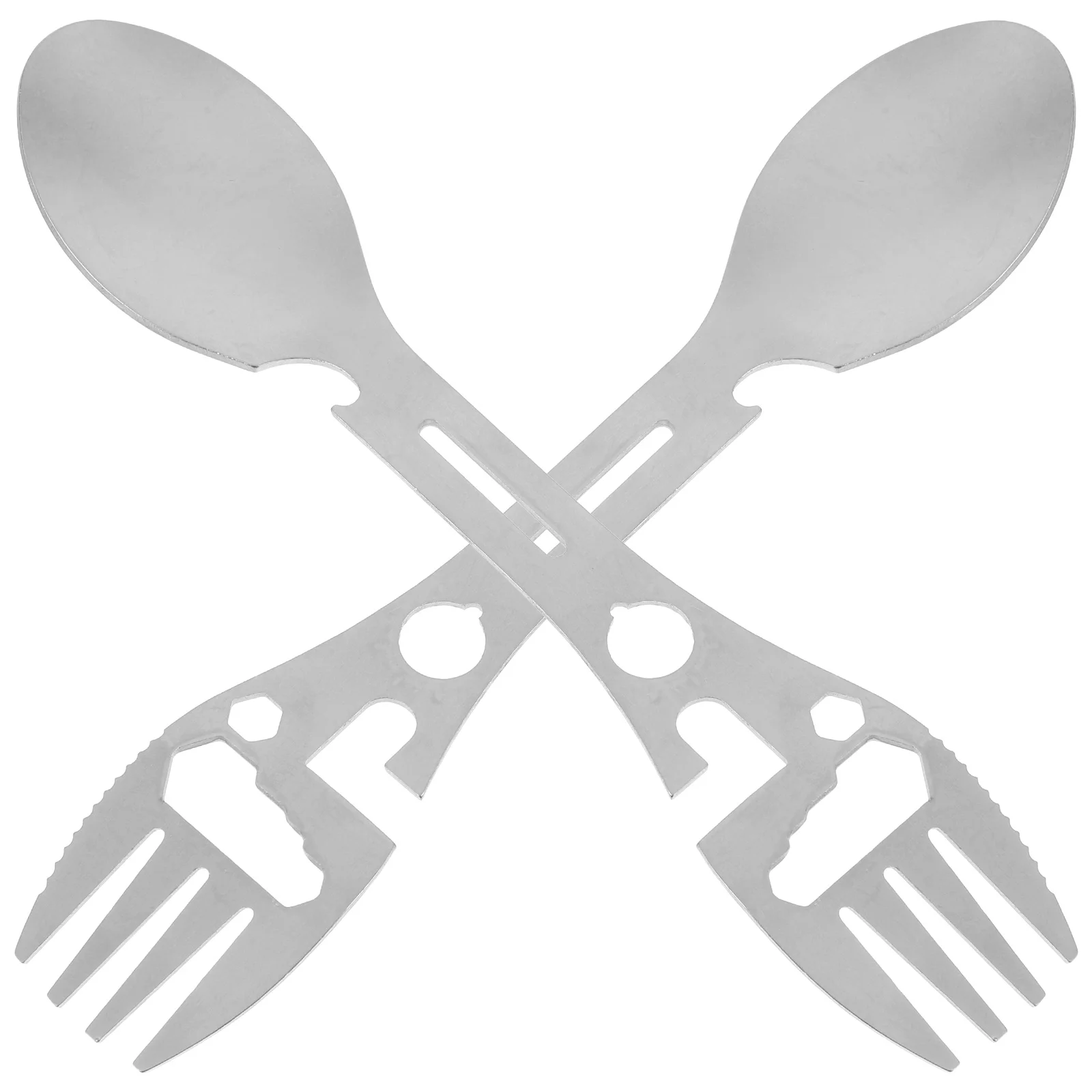 

Outdoor Camping Tableware Multi-functional Fork and Spoon Portable Utensil Folding Metal Outdoors