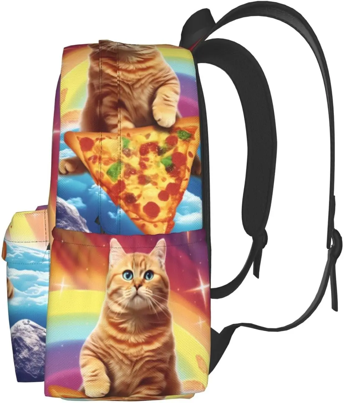 Backpack Funny Pizza Cat Rainbow Laptop Bag Shoulder Bag School Bookbag Casual Daypack For Boys Girls