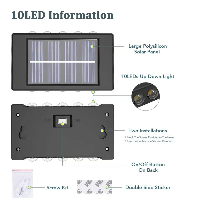 Luces LED de energía Solar para pared de jardín, decoración impermeable para exteriores, lámpara Solar para Calle, Patio, valla, porche y balcón