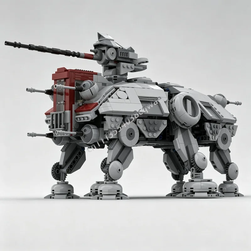 1336 Parts Grey Multi Leg Combat Walker Vehicle Model Custom Building Blocks DIY Assembly Sci Fi Armored Mech Collection Gifts