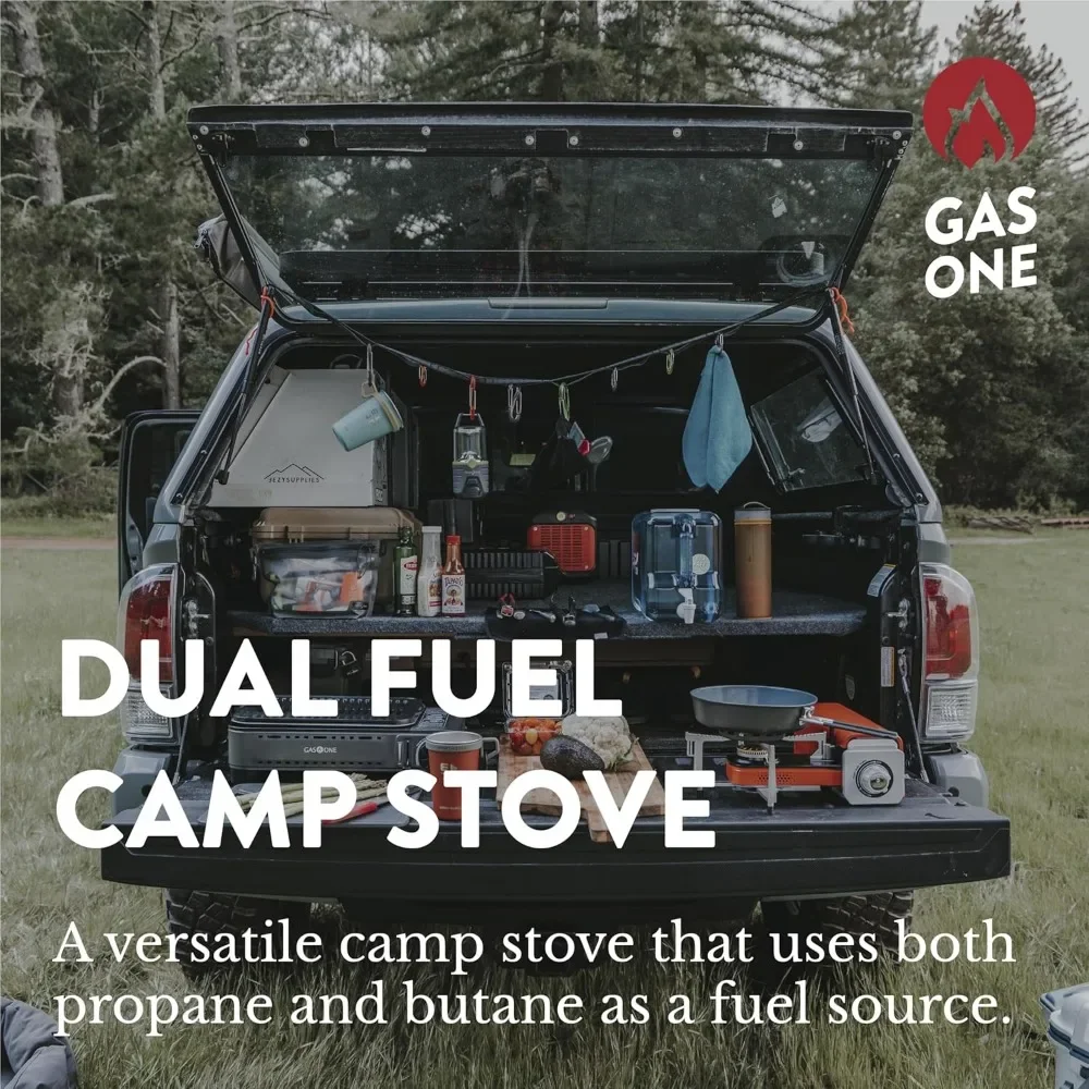 Dual Fuel Portable Stove 15,000BTU With Brass Burner Head, Dual Spiral Flame Gas Stove - Patent Pending