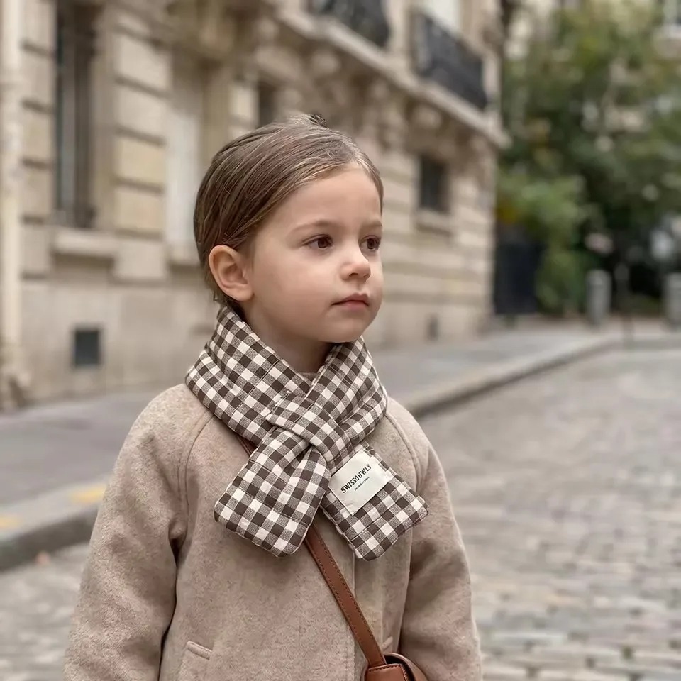Autumn Winter Children's Scarf 2-8T Striped Grid Warm Kids Scarf 3 Colors Korean Version Plaid Girls Neckerchief