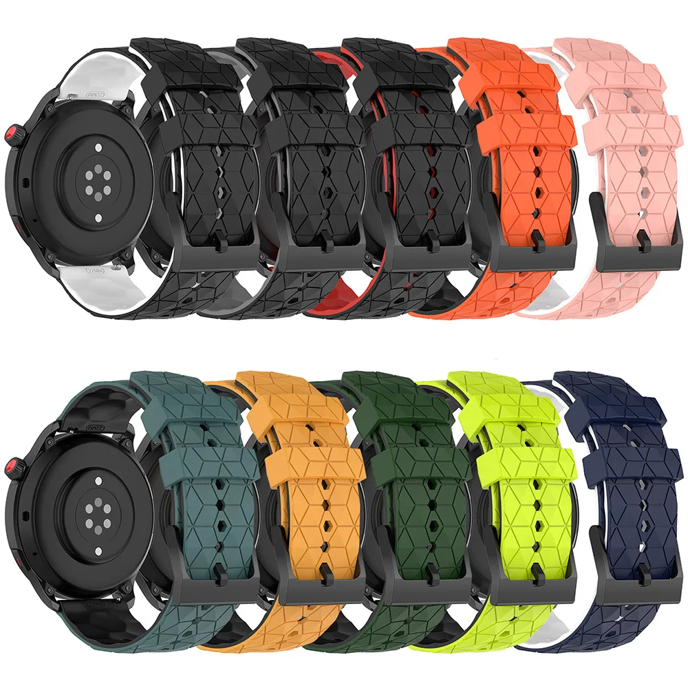 20mm 22mm Silicone Strap for Samsung Galaxy Watch 5/5 Pro 4/4 Classic Football Pattern Band for Huawei Watch GT 3/2 42mm 46mm