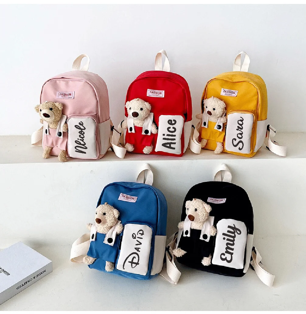 

Personalized name baby backpack, cute teddy bear toy snack bag, lost bag for children's kindergarten, children's gift