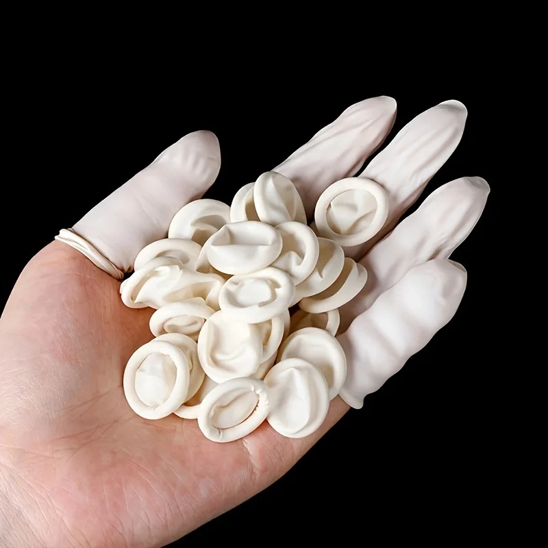 Fundas Protectoras para Dedos de Látex Antideslizantes y Antiestáticas de Caucho Natural, Herramienta Duradera, 100 Unidades, Guantes Desechables para Protección de Dedos