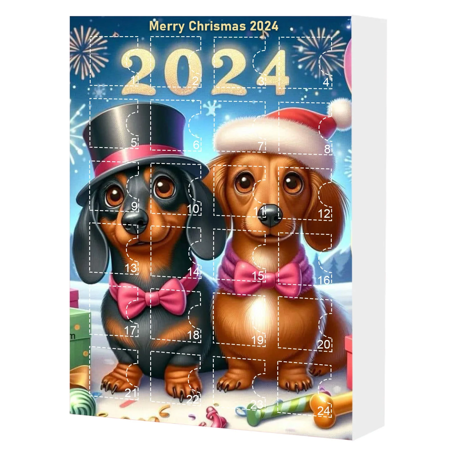 Minuterie de lavage des mains 20 secondes, mouvement 2024, calendrier de l'avent de noël, édition festive 24 jours, ensemble amusant pour chien, minuterie de 3 minutes, sable
