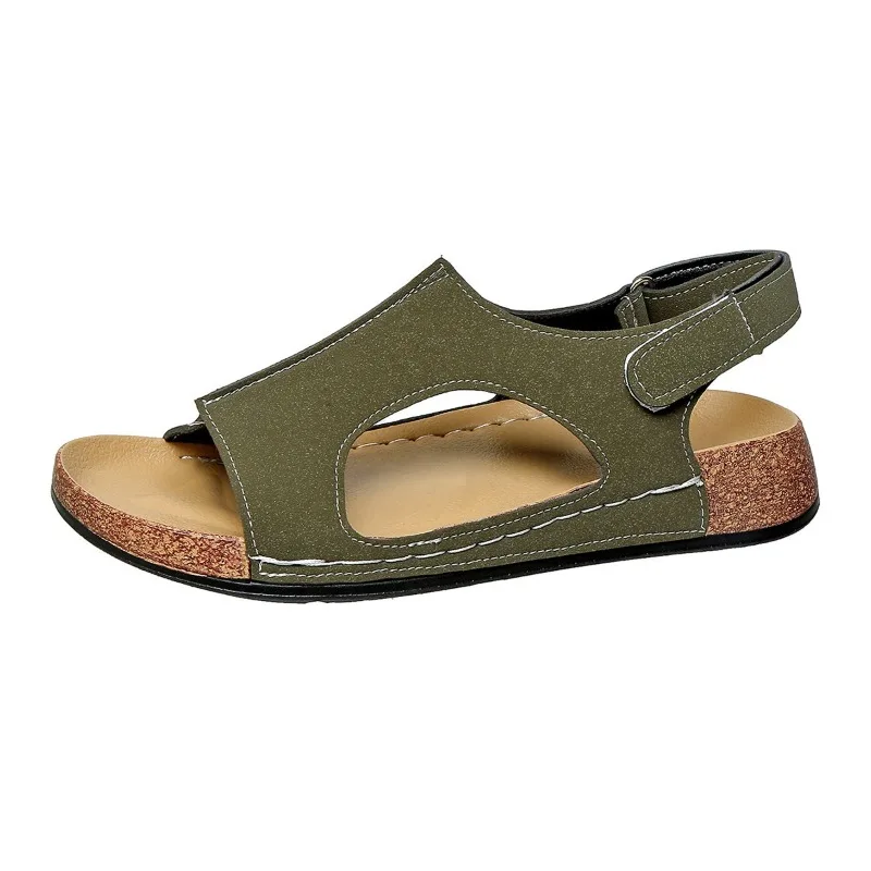 New Plus-Size Black Cross-Strap Sandals for Women Summer Outdoor Open-Toe Thick-Platform Backless Roman Sandals