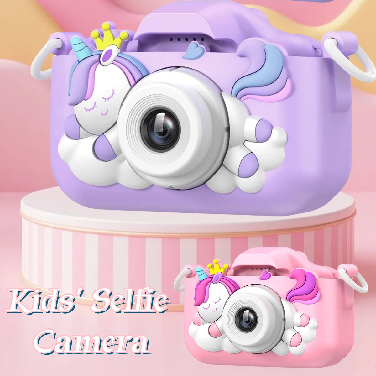 Magisch digitaal cameraspeelgoed voor jongeren met dubbele lens en video - Roze speelse camera met opladen via USB,