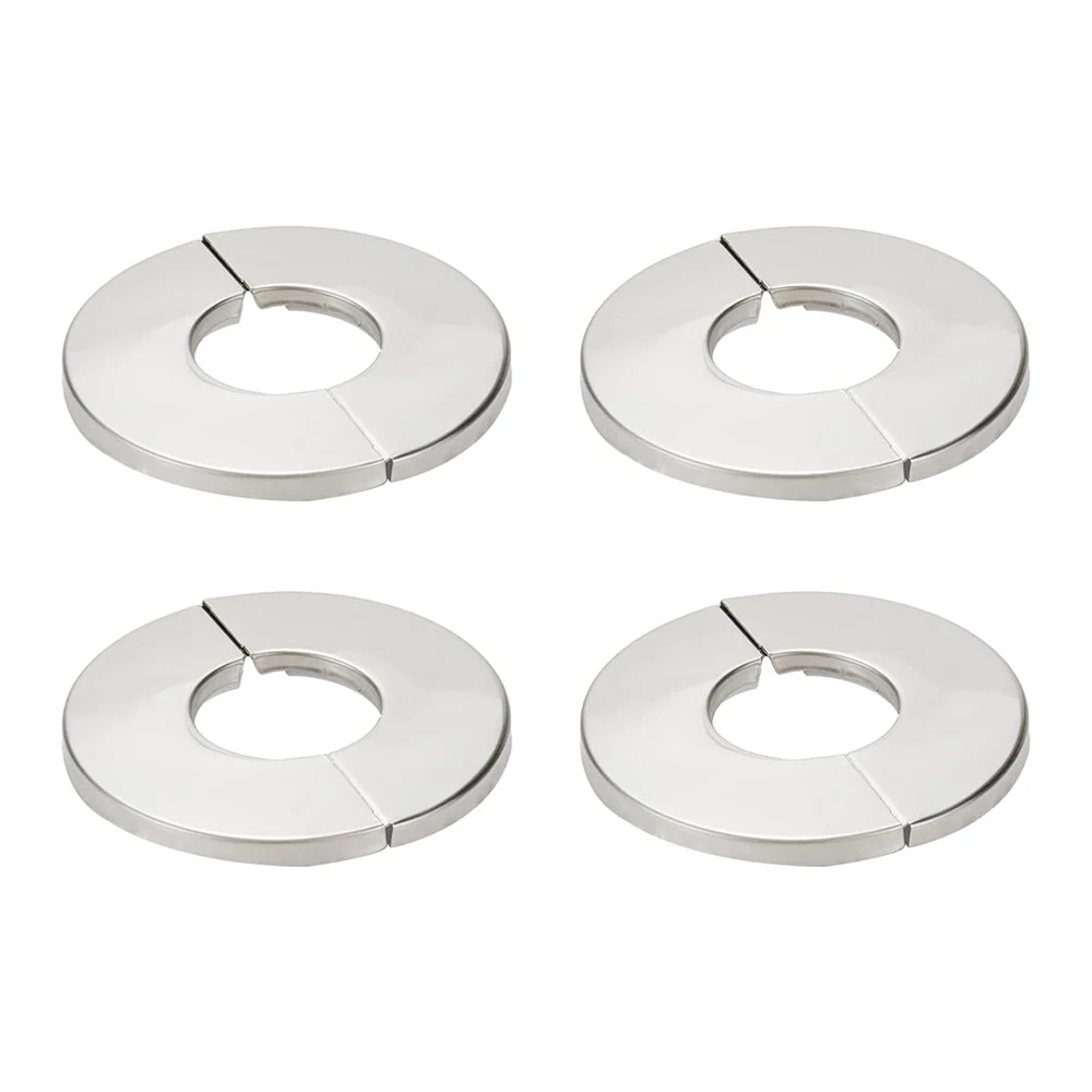 4pcs Wall Split Flange, Stainless Steel Round Escutcheon Plate Wall-mounted Water Pipe Cover Accessories