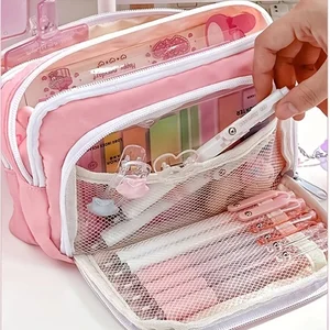 Kawaii pencil case with 3 layers, beautiful pen bag, large capacity, Korean organizer, student scholarship, back to school supplies, stationery 8 Main Sales Case Case - №7
