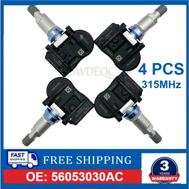 4Pcs 315MHz Tire Pressure Sensor 56053030AC For Chrysler 200 300 Sebring Dodge Magnum Jeep Liberty Mitsubishi Outlander Lancer