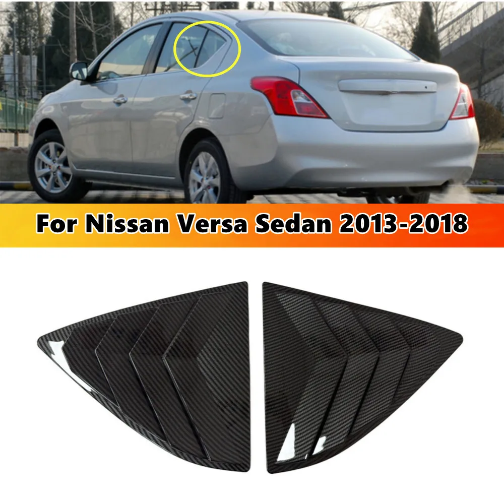 

2PCS For Nissan Versa Sedan 2013-2018 Car Rear Window Quarter Louver Cover Side Vent Shutter Trim Scoop ABS Accessories