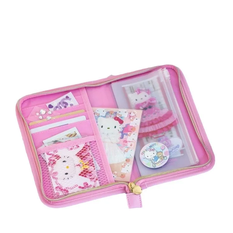 Nuevo Hello Kitty 50 aniversario viaje portátil multicapa pasaporte bolsa moneda tarjetero documento billete cubierta protectora regalo
