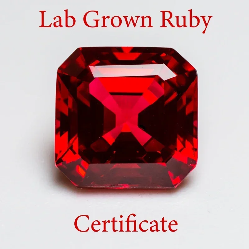 

Lab Grown Ruby Asscher Square Shape Pigeon Blood Red VVS1 Gemstone for Diy Jewelry Making Materials Selectable AGL Certificate