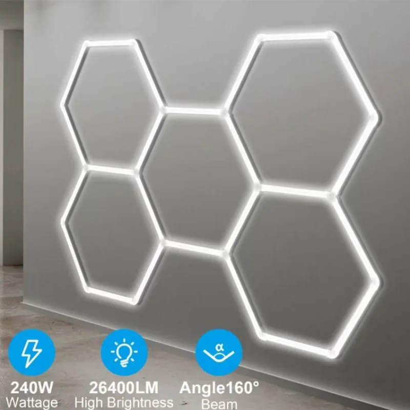 Imagem -02 - Honeycomb Hexagon Led Light para Detalhamento Automático Lâmpada do Teto para Garagem Iluminação para Carro Estação de Beleza 110v240v Zk20