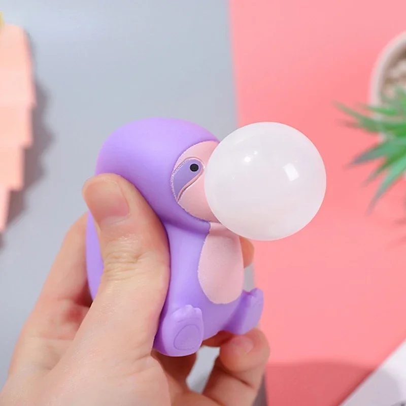 Fidget Toys Blow Spits Bubble Kawaii Squeeze Lovely Animal Soft Squishy Anti Stress Relief Kid Toy For Autism Baby Bath Toy Gift