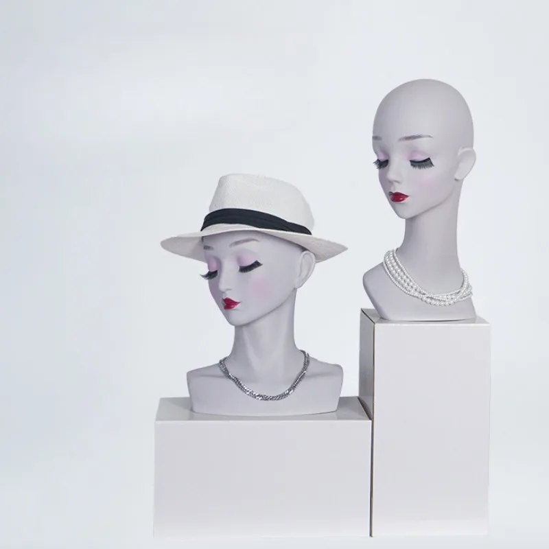 Realistic Long Neck Mannequin Dummy Head for Wig Hat Scarf Display Female Manikin Head Model