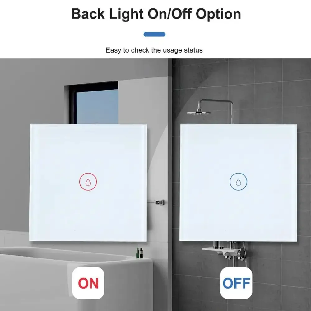 Elektryczny inteligentny przełącznik podgrzewacza wody 20A Wifi Bluetooth Inteligentny przełącznik podgrzewacza wody UE WIFI Zdalny podwójny przełącznik dotykowy dla inteligentnego domu