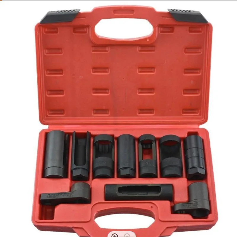 10 Pcs Cr-V Steel Master Sensor Socket Tool Oxygen Sensor Pressure Wrench Installation Offset Vacuum Socket Removal Tool