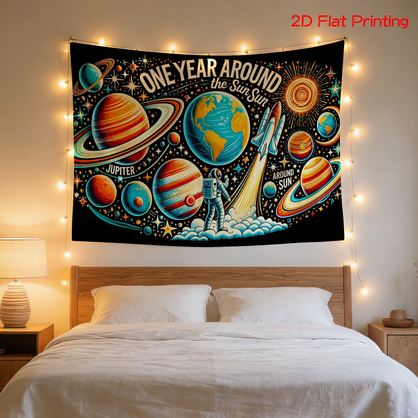 Giant Celestial Space Wall Tapestry Galaxy Decor Solar System Planets Earth Sun Jupiter Retro Space Art Poster Room Wall Hanging