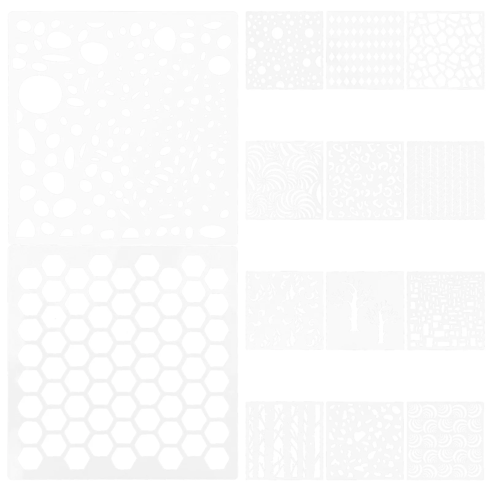 

14Pcs Painting Templates Hollow-Out Design Drawing Stencils for DIY Wall Decor Canvas Furniture Plants Birds Animal Patterns