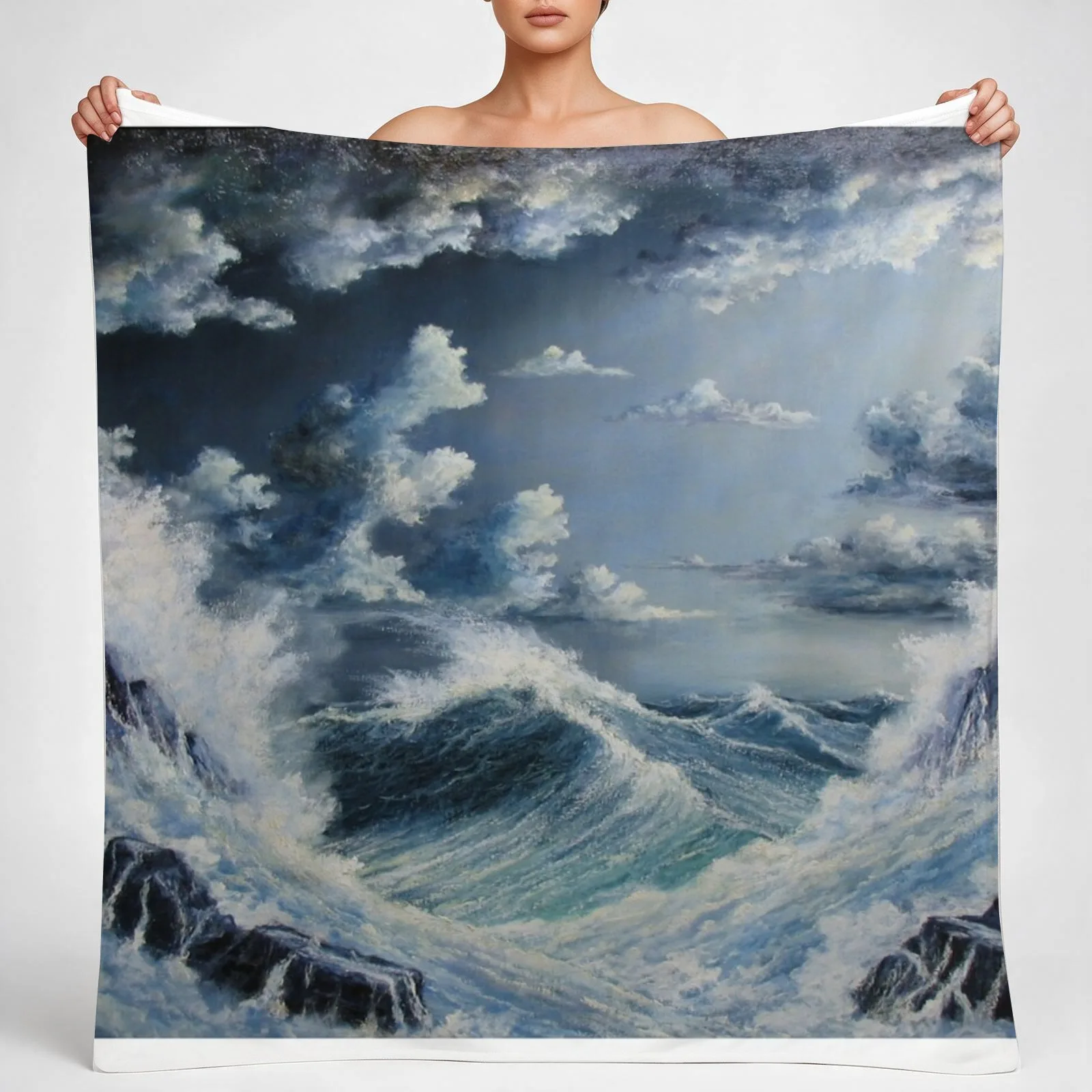 STORMY SEA Throw Blanket couch cozy soft plush fuzzy picnic outdoor blanket