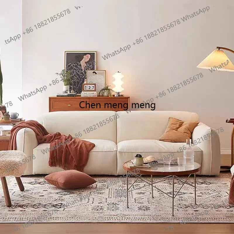 

Minimalist Cream Living Room Sofas Filling Small Nordic Loveseat Living Room Sofas Puffs Light Luxury Divano Trendy