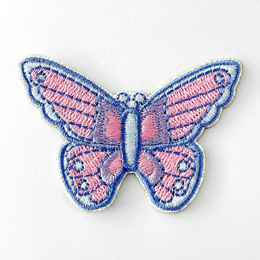 Pink Butterfly Paste on Patch Cloth Embroidered Stick on Patches for Clothes Cover Repair Hole Embroidery Supplies for Clothing
