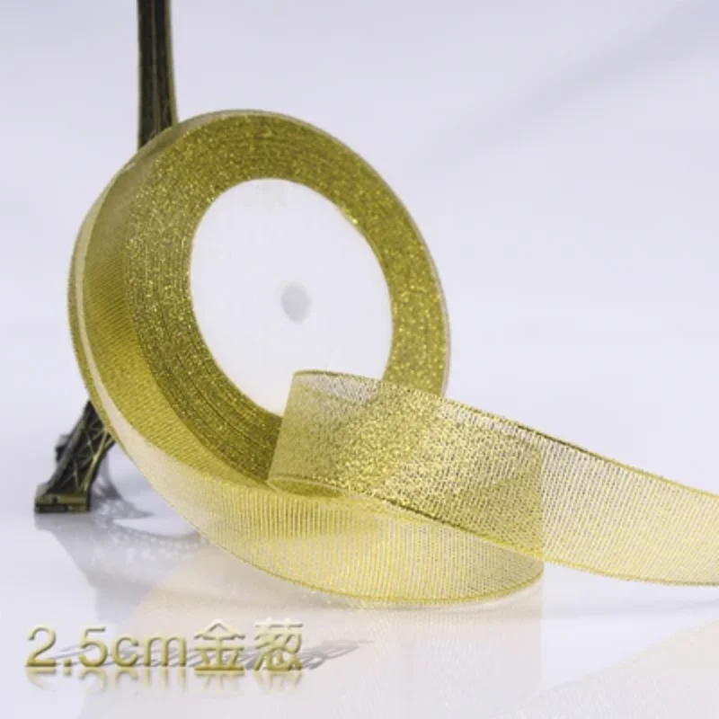 22meters/Roll 0.6cm-4cm Width Metallic Glitter Ribbons for DIY Crafts Sewing Fabric Christmas Party Wedding Supplies Gift Wrap