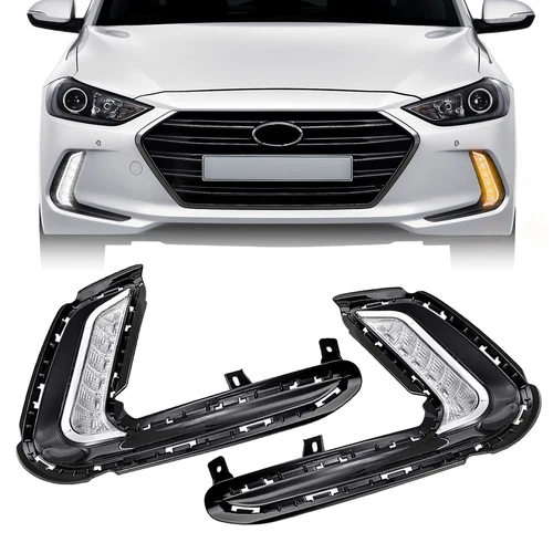 Luces antiniebla para Hyundai Elantra 2016 2017 2018 LED DRL lámpara antiniebla faros de parachoques delantero señal de giro de circulación diurna impermeable