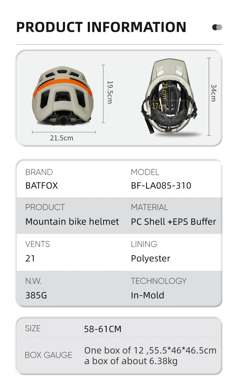 BATFOX 2025 Premium MTB-Fahrradhelm, leicht, bequem, zum Radfahren, herausnehmbare Polsterung, sichere Halteung, Belüftung, Fahrradhelme – Detail 3