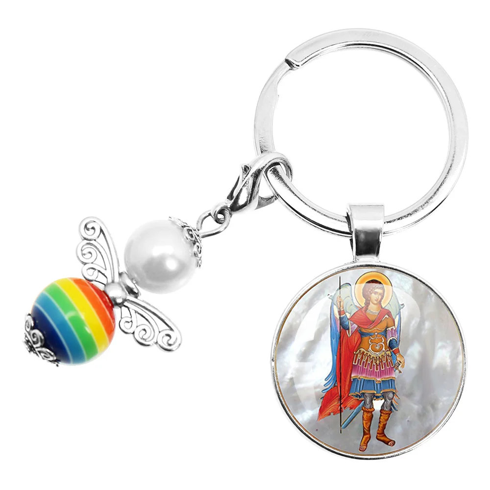 Popular Keychains Archangel St.Michael Protect Me Saint Shield Protection Charm Russian Orhodox Keyrings Jewelry For Holy Gift