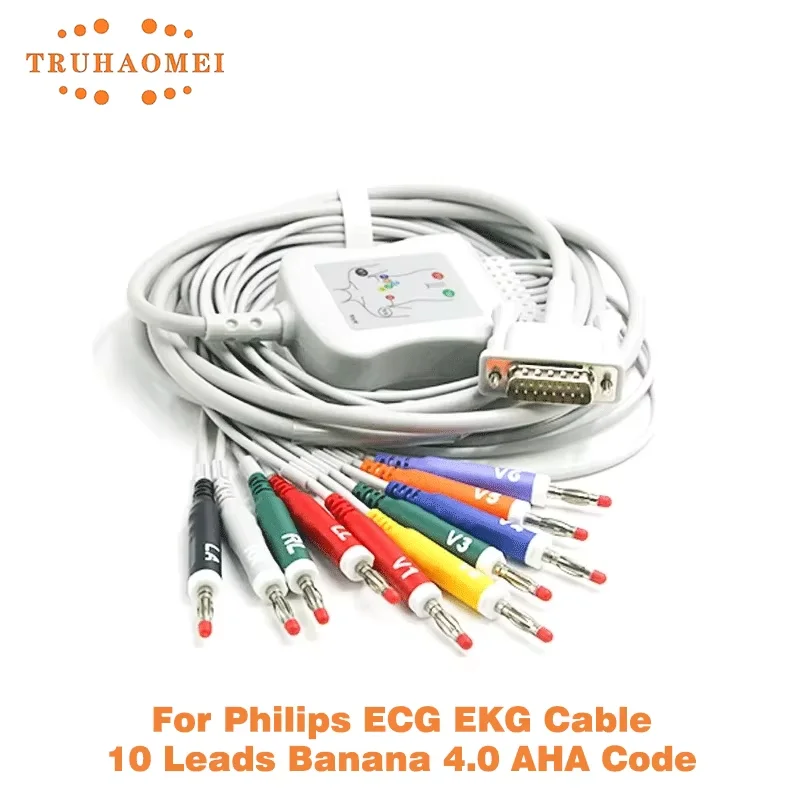 

Для Philips 10-жильный кабель ЭКГ с резистором 20 К M3703C M1772A Pagewriter 100 200 200i Кабель ЭКГ Банан 4,0 Коды IEC