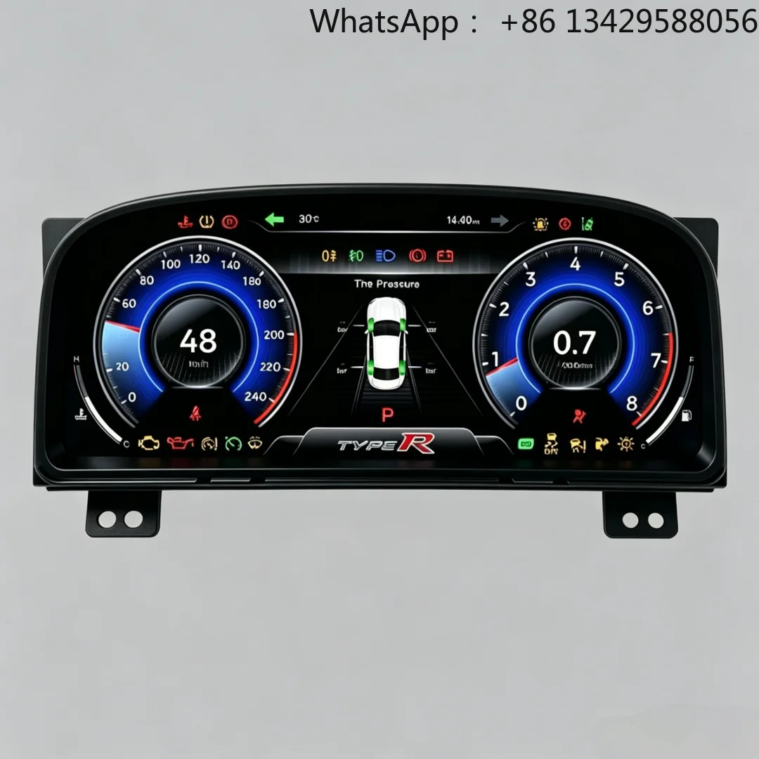 12.3 Inch Full LCD Digital Dashboard Type R Interface Instrument Cluster Plug and Play for Honda Civic 8 Generation 2006-2012
